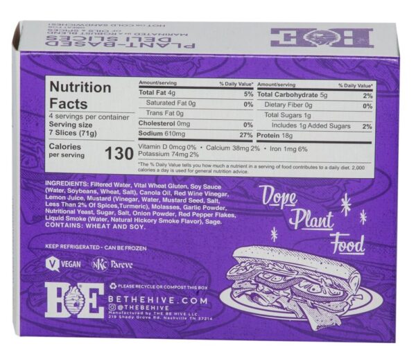 The BE-Hive Plant-Based Deli Slices Made from Seitan 284g - Image 2